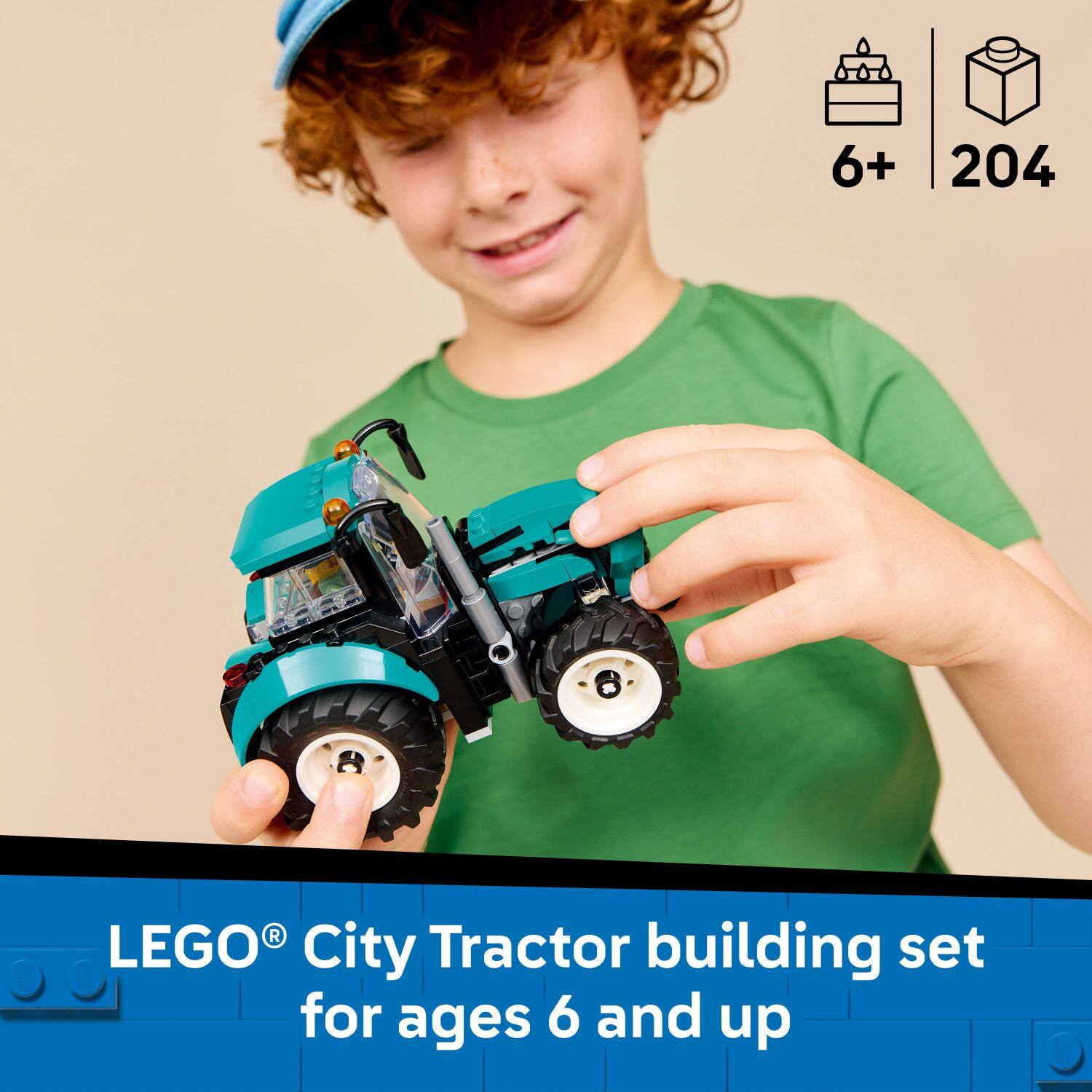 6+ 204 LEGO City Tractor building set for ages 6 and up