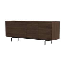 FurniFact - Wooden Walnut Finish TV Console with 4 Doors in Modern & Industrial Style - Brown