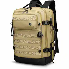 Swissdigital Design - BERG PRO TSA-Friendly Backpack With USB Charging Port RFID Protection and Fits Up to 17″ Laptop - Khaki