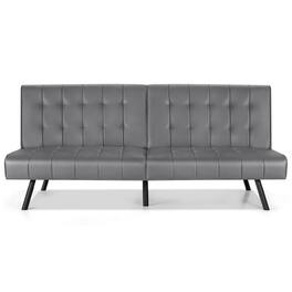 Kadyn - Loveseat Sofa, Modern Couch, Futon Sofa Bed PU Leather Convertible Folding Couch Sleeper Lounge-Gray - Gray