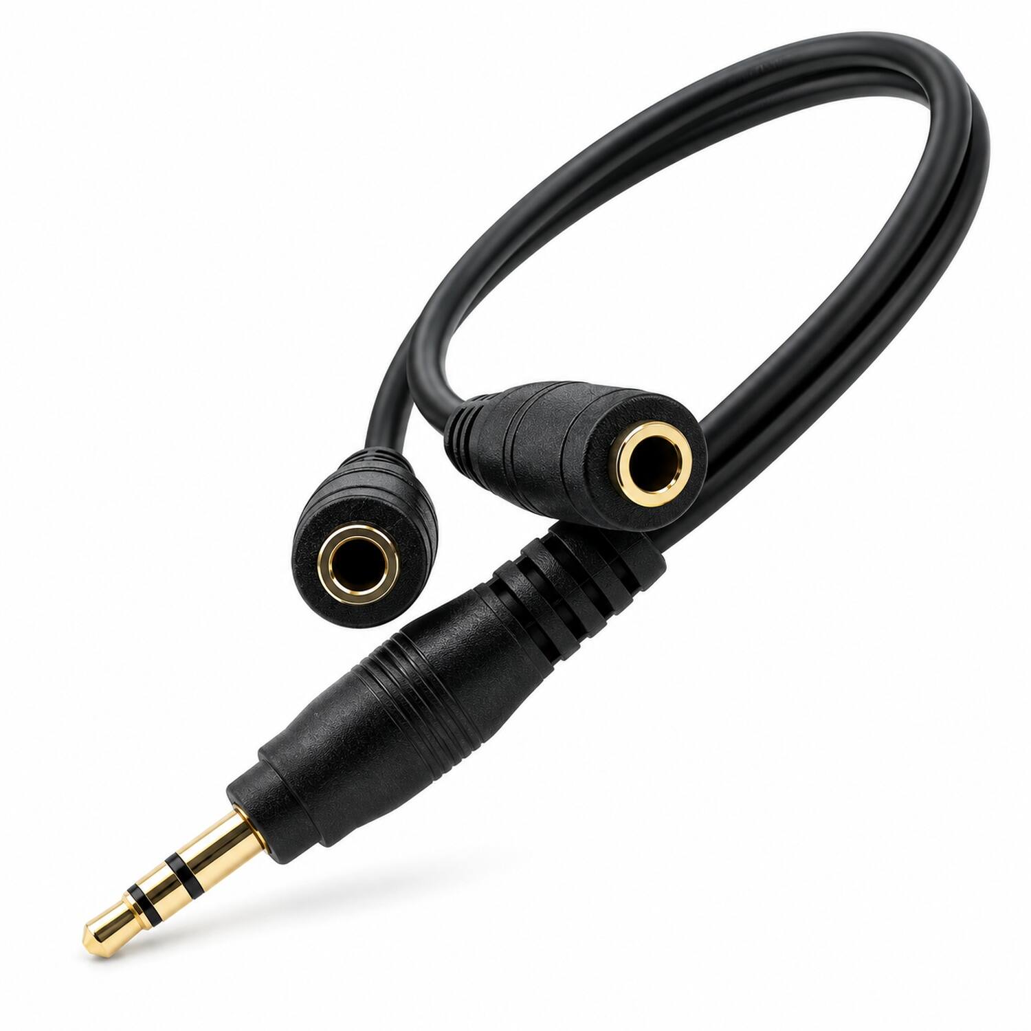 Front. Sanoxy - 3.5mm Audio Y Splitter Cable Dual Female to Male 1.5FT - Black.