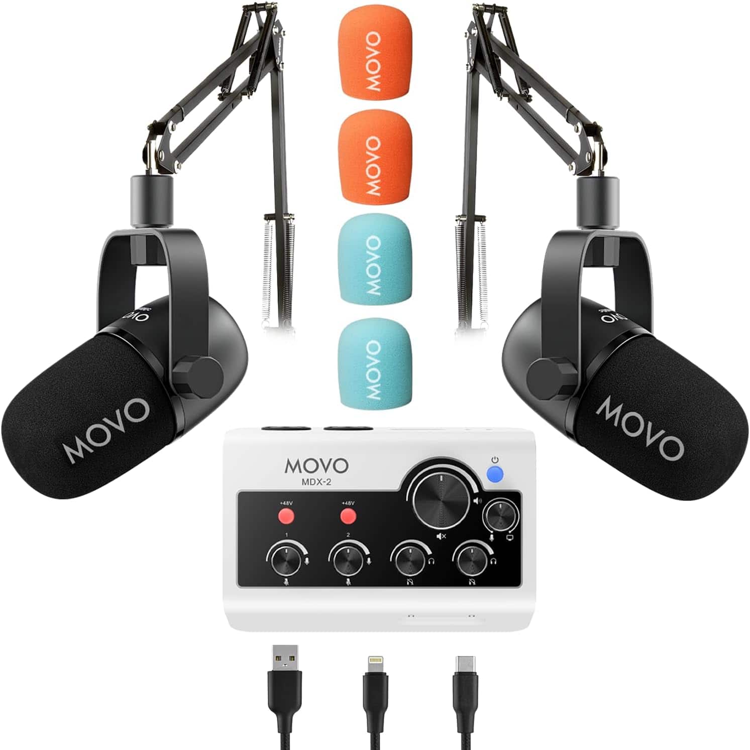 MOVO - PodPro-A Portable Podcasting Bundle for 2 for Smartphones and Computers