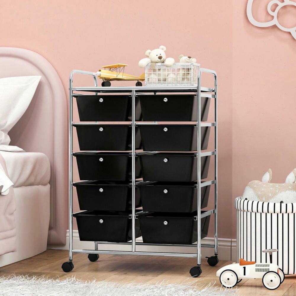 Alt View 4. Pefilos - 10-Drawer Rolling Storage Cart-Black, Craft Organizers and Storage, Multipurpose Organizer Cart for Home, Office, School - Black.
