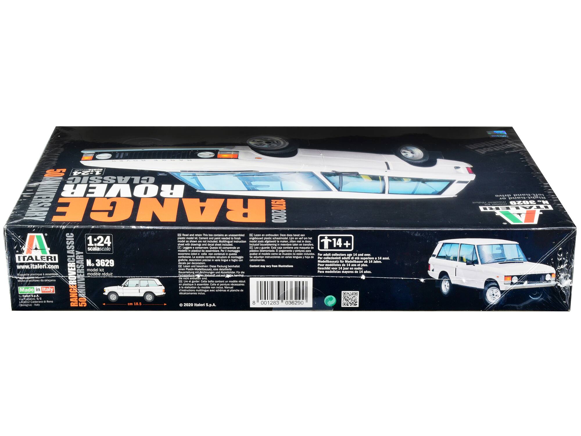 1:24 CLASSIC RANGE ROVER  
1370 2020  
Sead - Leman - ohigo - A  
1:24  
- he Munang ncec -  
- booetering -  
- ttm - 14 + scalascale -  
- e -  
- For collectors -  
ITALERI  
- ha cdecioniss - nporr -  
- g nalromanias mtemausat N. 3629 Madethauer iator -  
www.italeri.com  
- tursung -  
- modellates -  
- Pass - Geshll vr Jea -  
- RANGEROVERCLASSIC model kit -  
- Mtte - madaliata -  
- asmAN modale rduit 1 -  
- sane dhengre Made  
- PAteN pe Canterara S.4 in Italy -  
- 50ANNIVERSAR S8.5 -  
- unen 2020 -  
- Rtaterl mtinp - a Cato -  
- S.p.A st -  
- 001283 036290 -  
- inited Ed  

ITAL