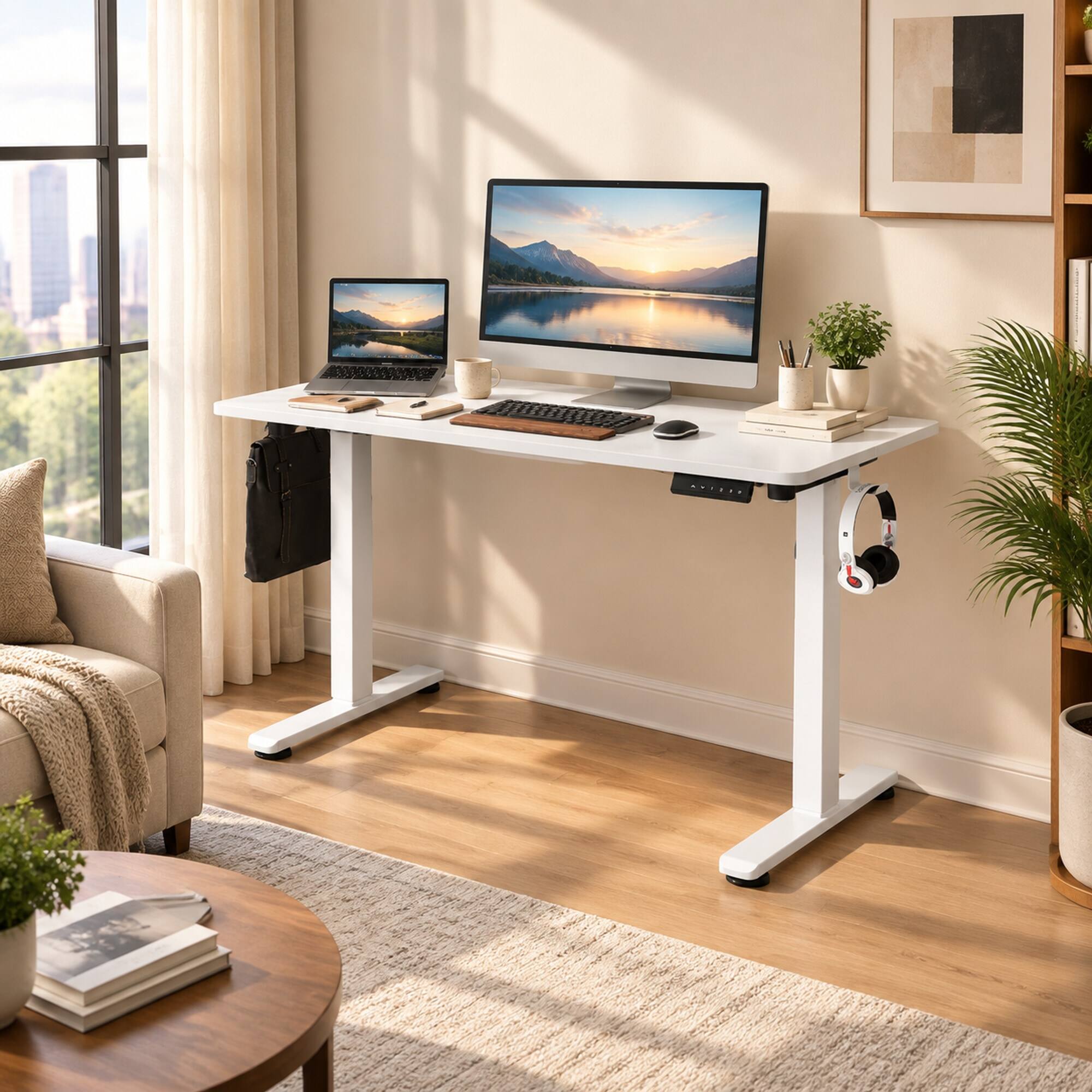 RYHNUYNE Electric Standing Desk 40 x 24 Inches Sit Stand Home Office ...