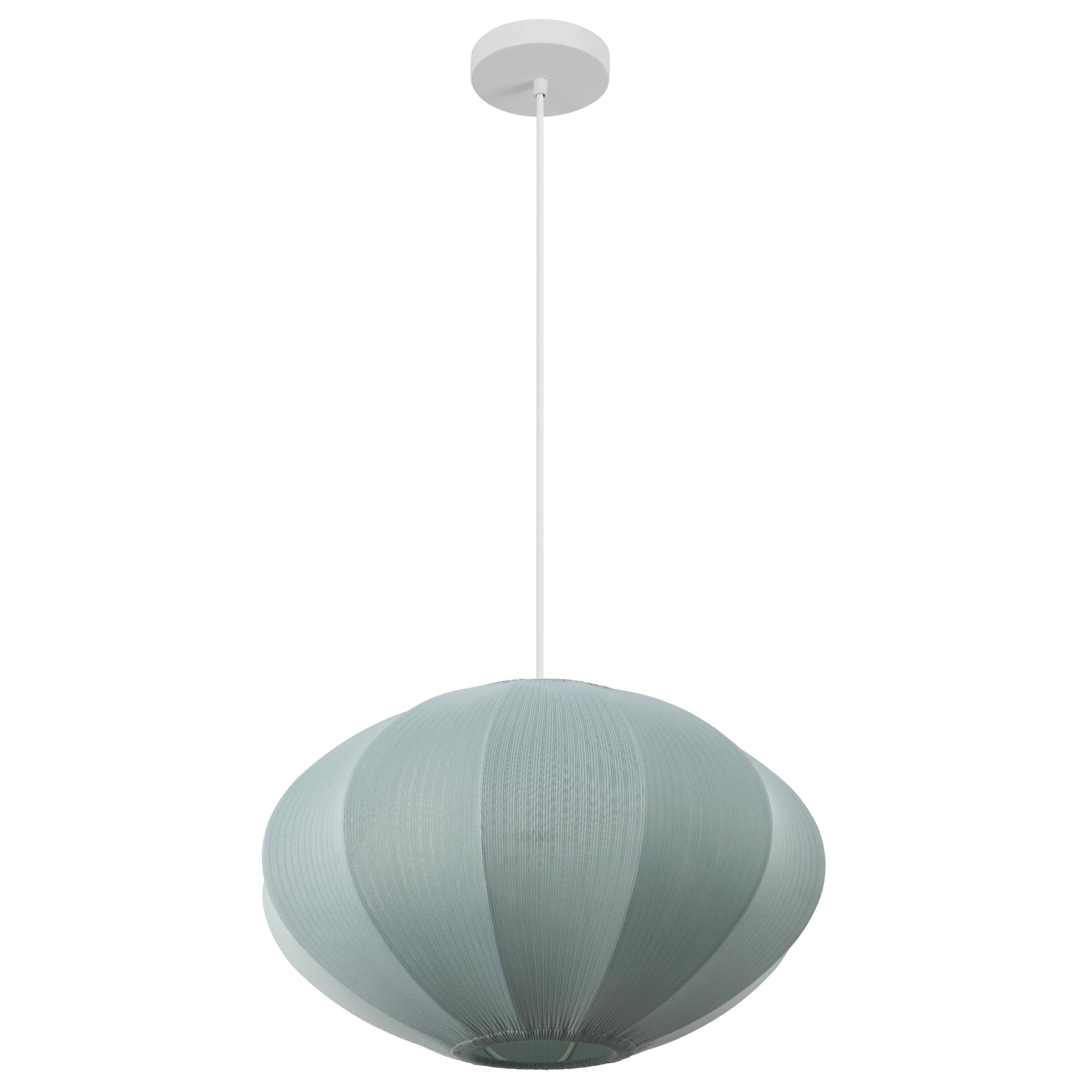Alt View 7. Jonathan Y - Kira 18.38" 1-Light Scandinavian Adjustable Lantern Metal with Ribbed Cocoon UFO Saucer Shade LED Pendant, Dusty Blue - Dusty Blue.