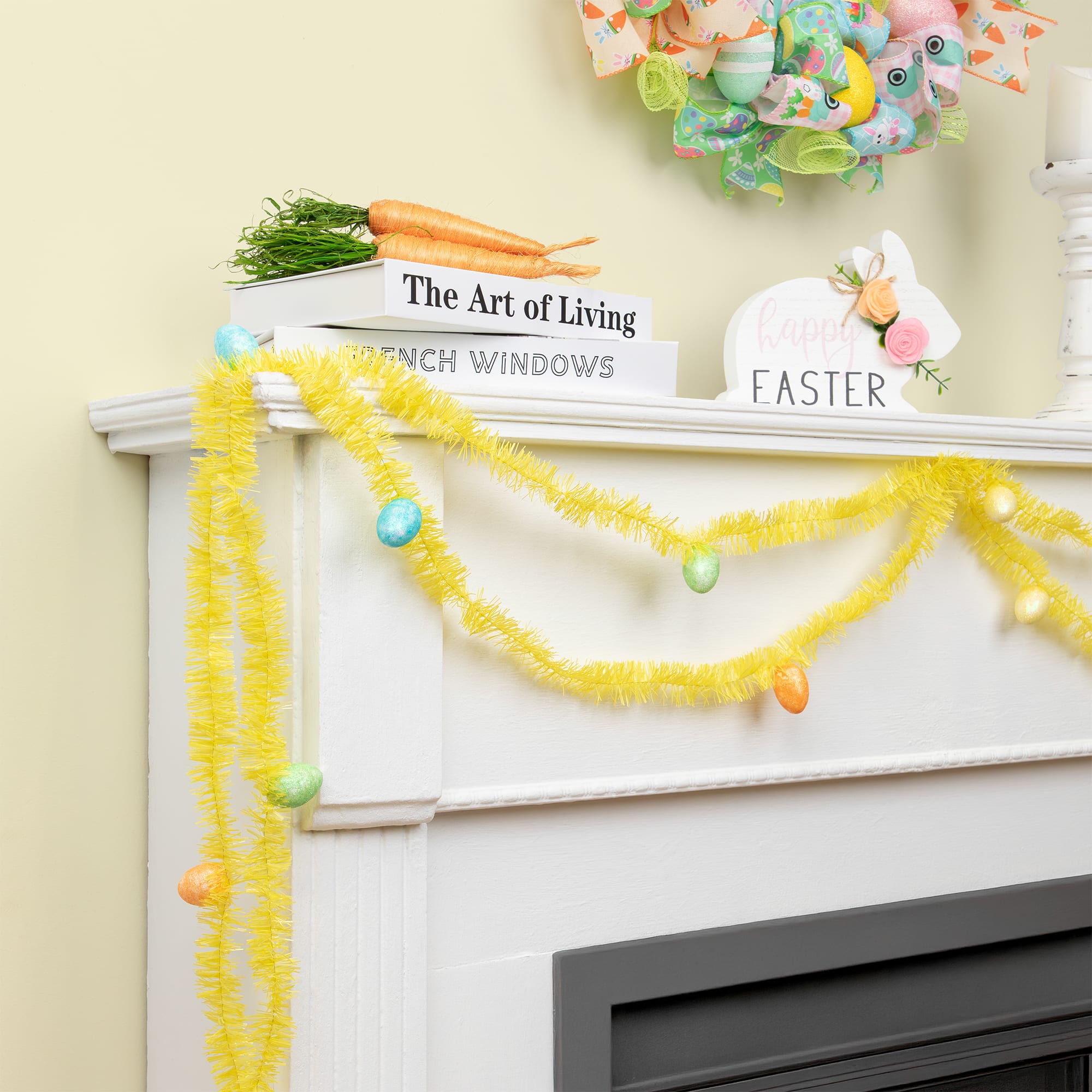 Northlight - Tinsel Garland with Easter Eggs - 25' - Yellow