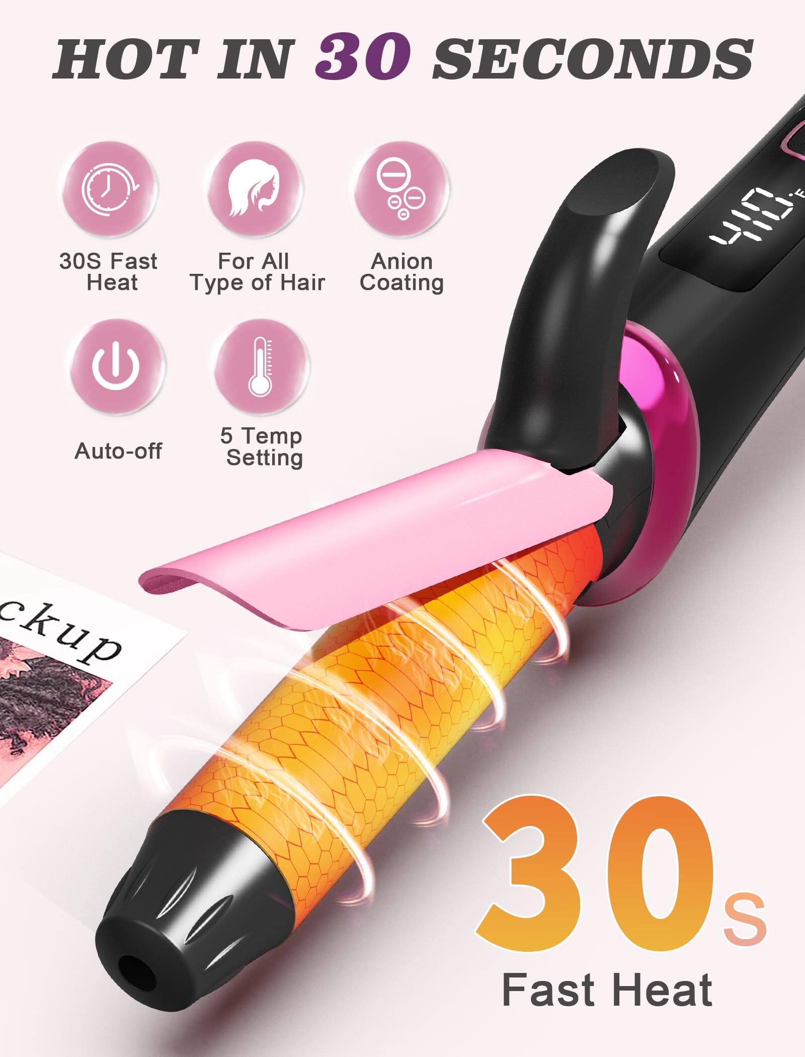 HOT IN 30 SECONDS

- 30S Fast Heat
- For All Type of Hair
- Anion Coating
- Auto-off
- 5 Temp Setting

30s Fast Heat
