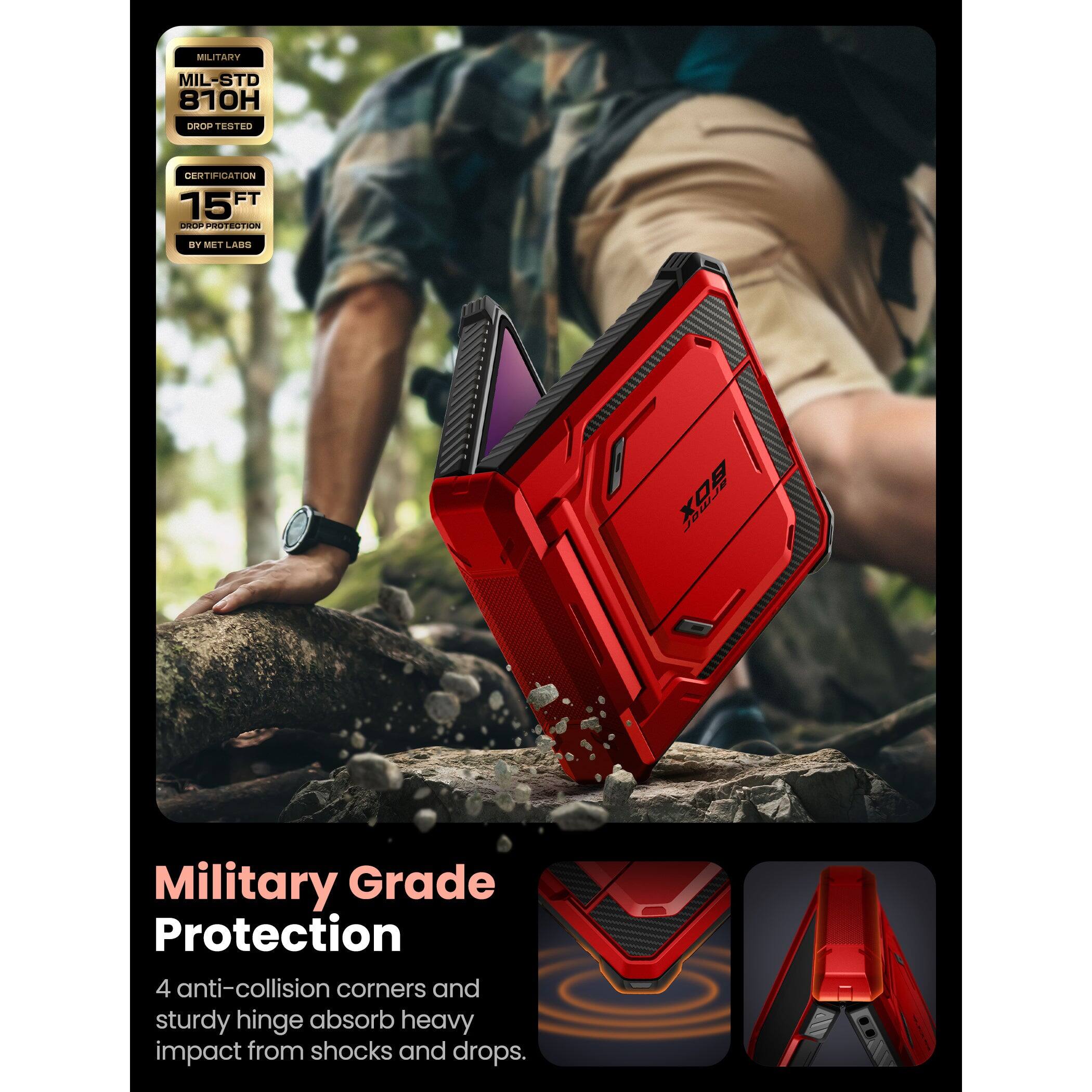 Alt View 1. i-Blason - i-Blason Armorbox Case for Samsung Z Flip7 – Kickstand, Screen Protector, Military-Grade - Metallic Red.