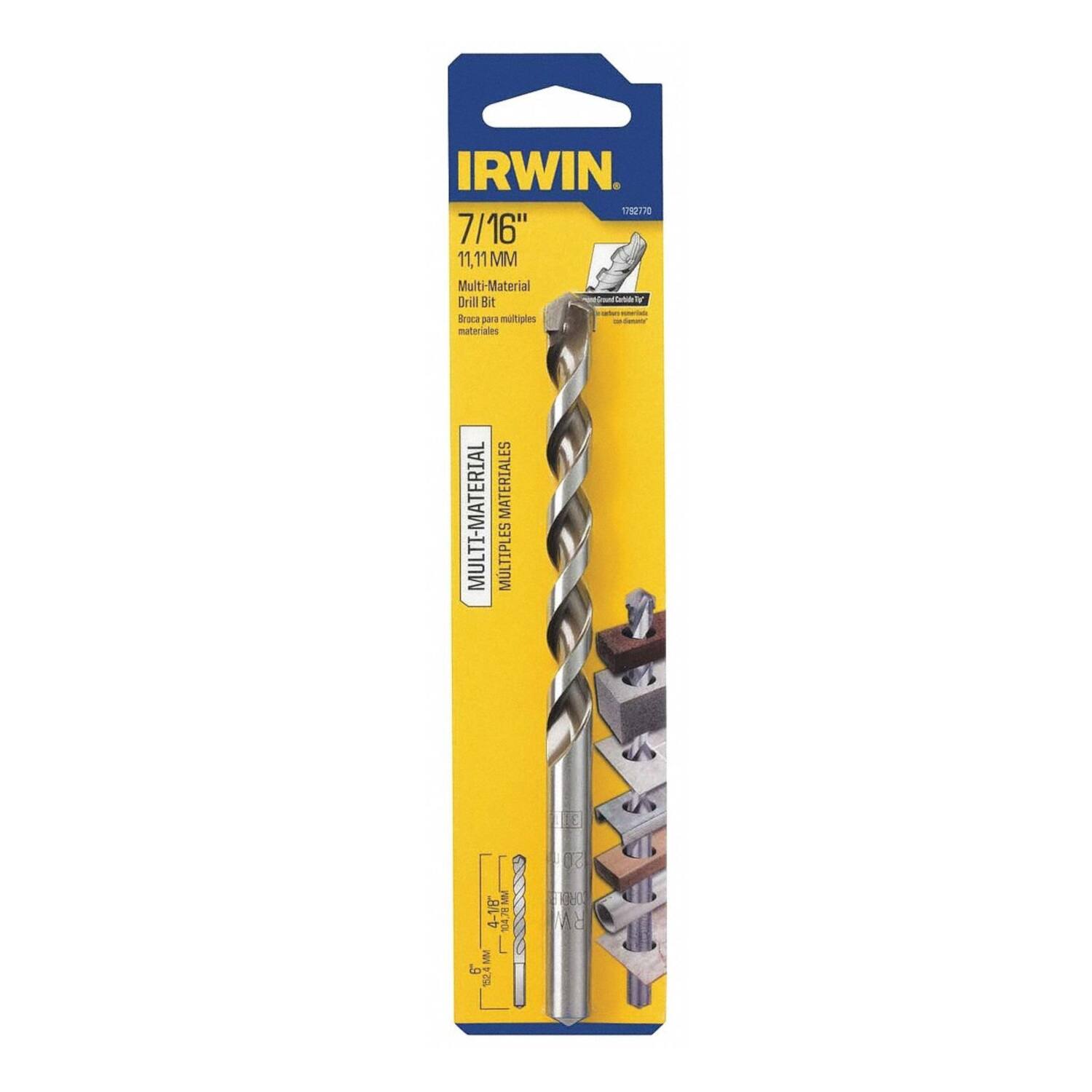 IRWIN  
1792770  
7/16"  
11.11 MM  
Multi-Material Drill Bit  
Broca para múltiples materiales  
MULTI-MATERIAL  
MATERIALES ES MÚLTIPLES  
4-18  
L  
to 12  
0a  
M8