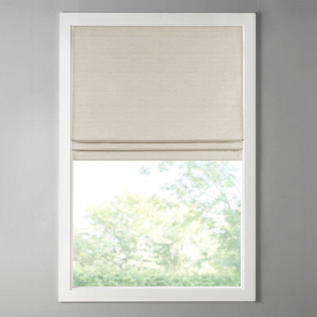 Alt View 8. BreeBe - Printed Faux Silk Room Darkening Cordless Roman Shade - Ivory.