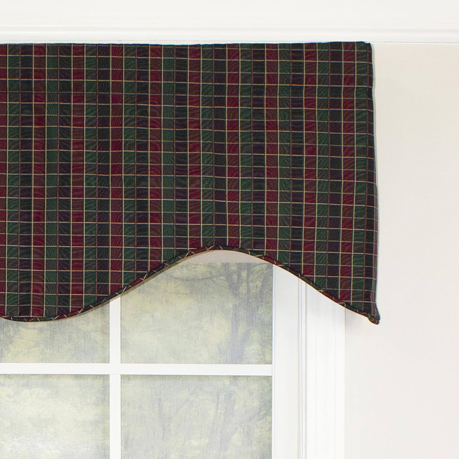 Left. RLF Home - RLF Home Tammy Corded Cornice 100% Cotton with Fully Lined 3" Rod Pocket Valnance for Windows 50" x 17" Grape - Grape.