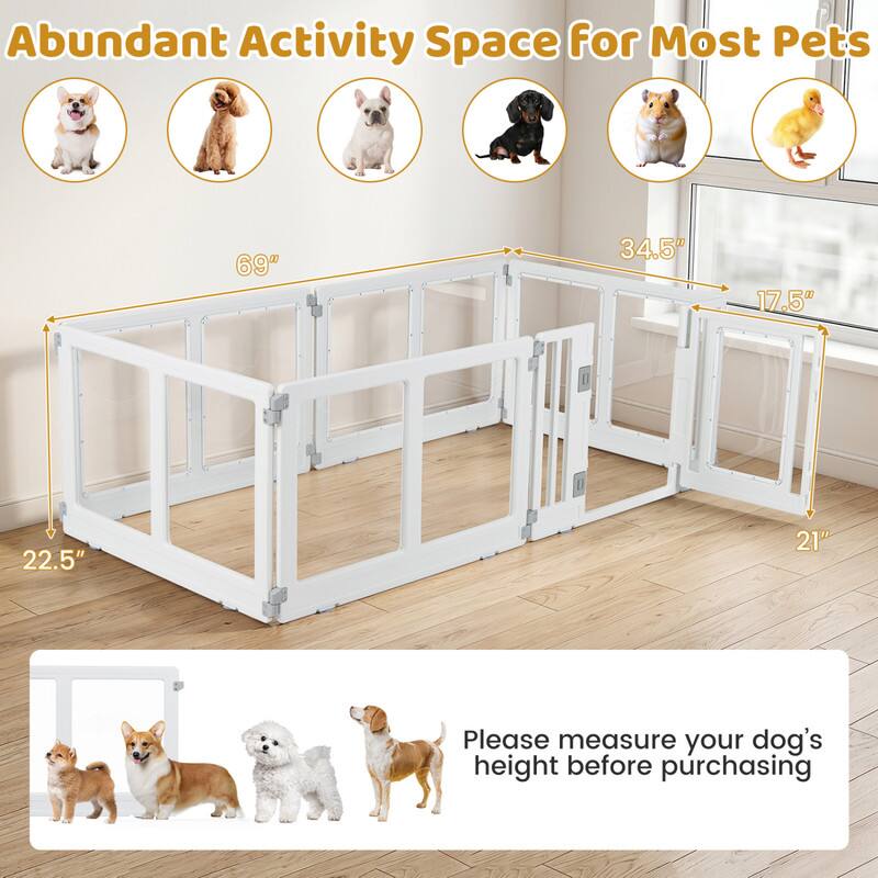 Abundant Activity Space for Most Pets

69" 34.5" 17.5" 22.5" 21"

Please measure your dog's height before purchasing