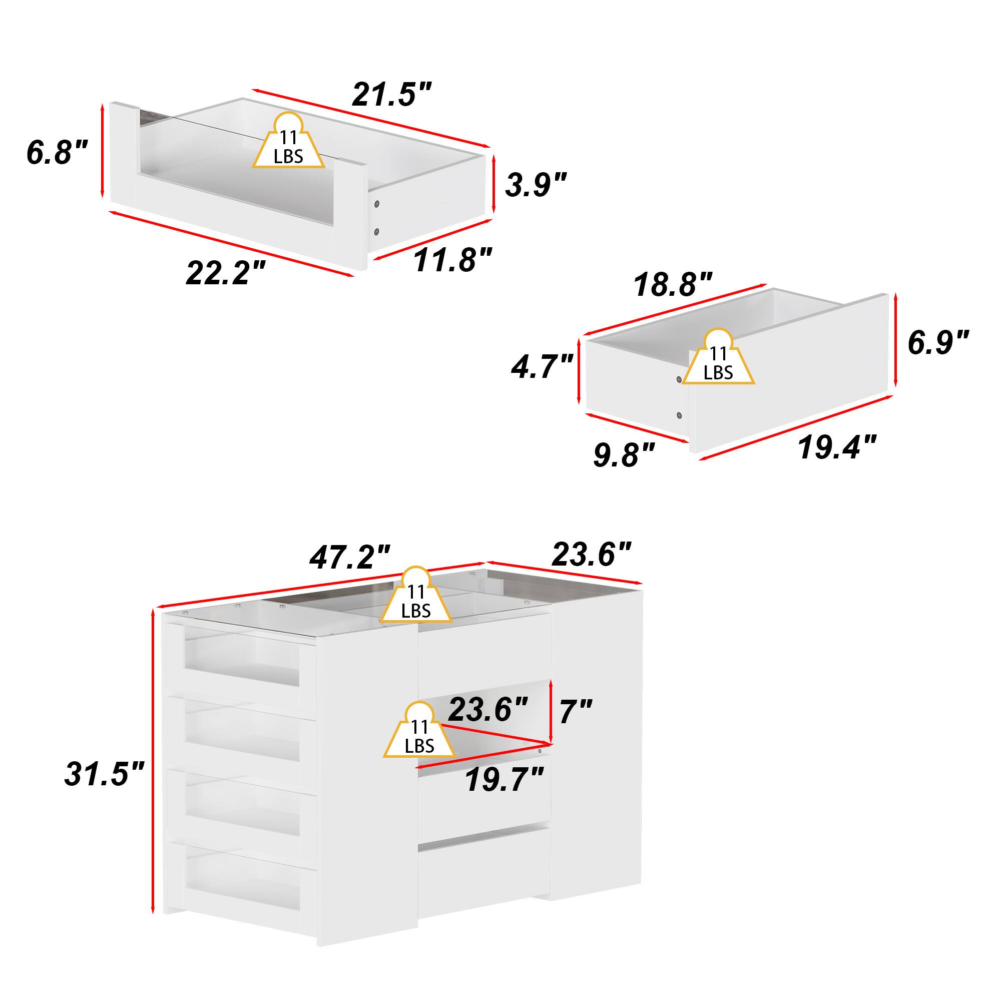 21.5" 6.8" 11 LBS 3.9" 22.2" 11.8", 18.8" 4.7" 11 LBS 6.9" 9.8" 19.4", 47.2" 11 LBS 23.6" 31.5" 23.6" 7" 11 LBS 19.7"
