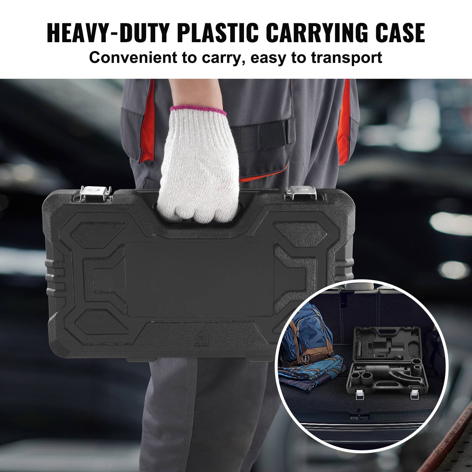 HEAVY-DUTY PLASTIC CARRYING CASE  
Convenient to carry, easy to transport