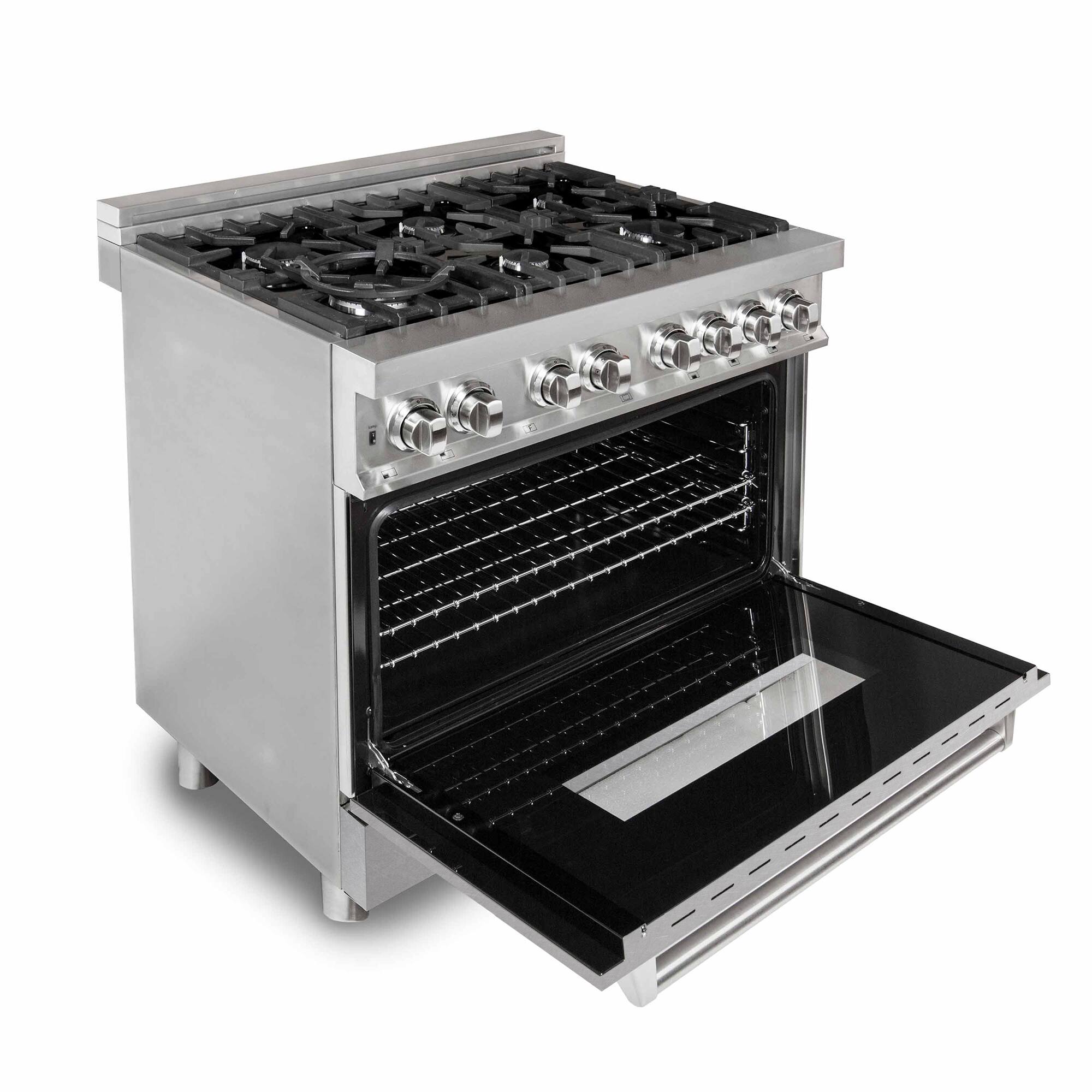 Angle. ZLINE - ZLINE 36 in. Legacy Dual Fuel Range w/ 6 Burner Cooktop & Electric Oven w/ Satin Steel Door (RA-SN-36) - Stainless Steel.