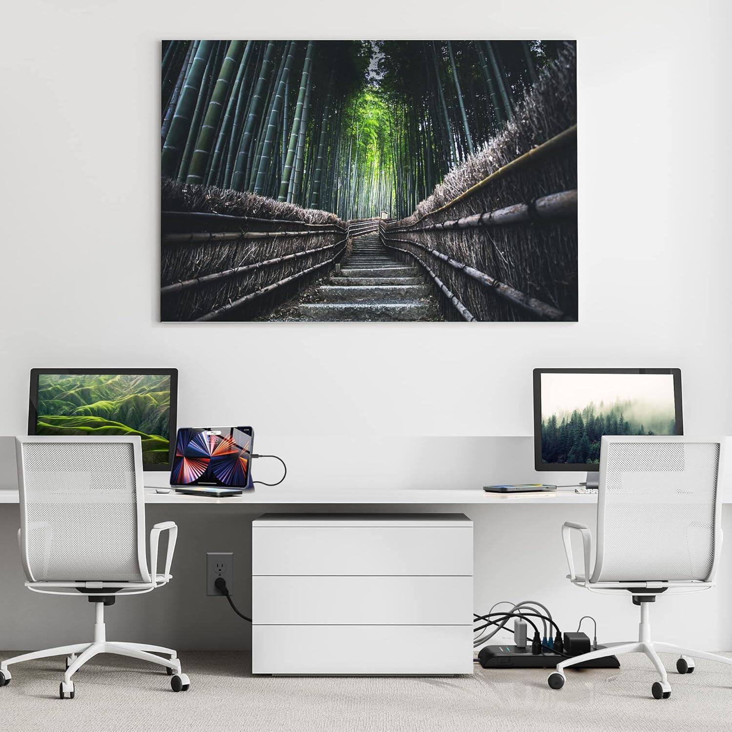 Alt View 5. Monster - Heavy Duty Surge Protector Power Strip 6 ft Cord with 8 120V-Outlet Extension, 2 Ethernet Switch Ports, 4050J Rating - Black.