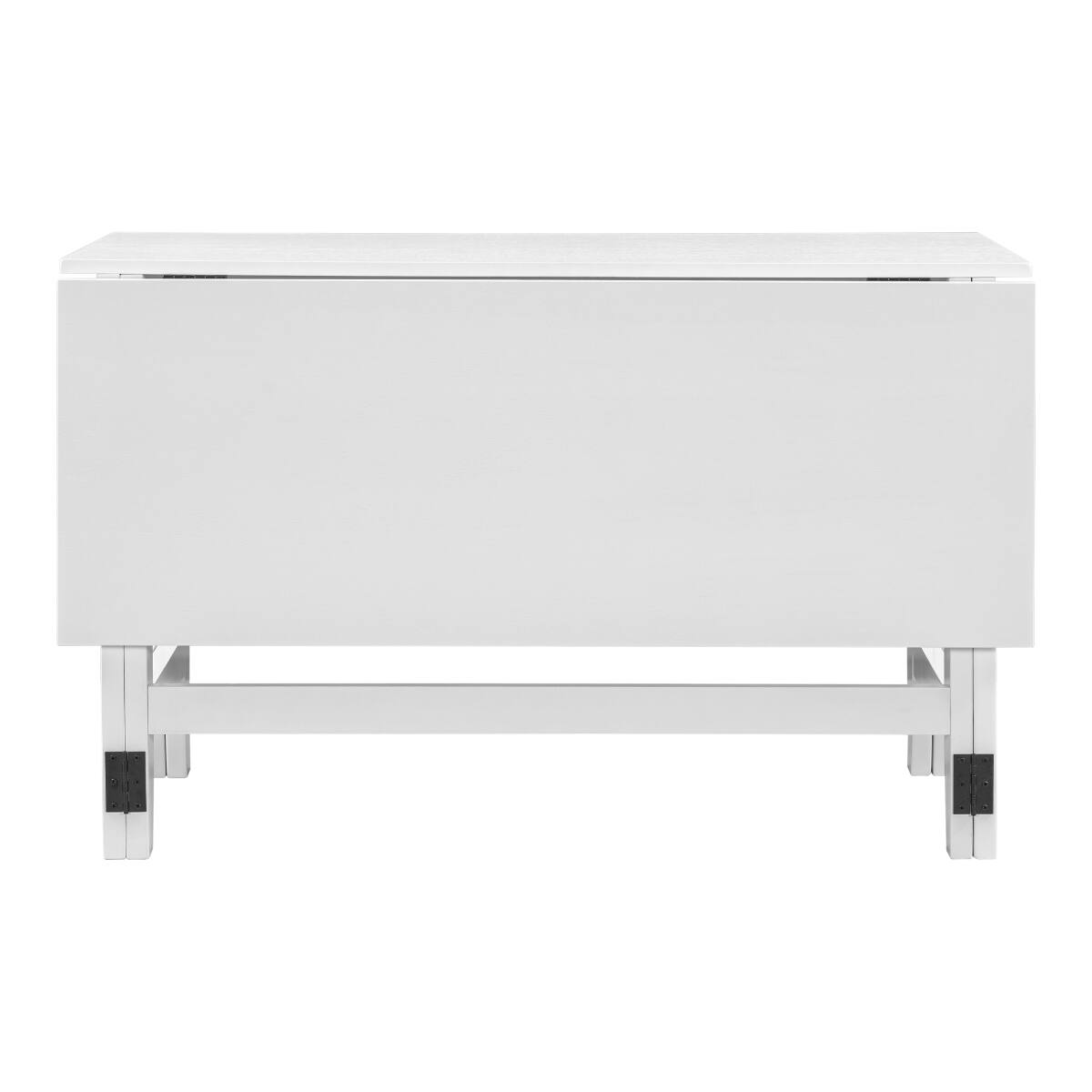 Alt View 3. Loheer - Loheer White Farmhouse Dining Table, Extendable Drop Leaf Design for Small Spaces - White.