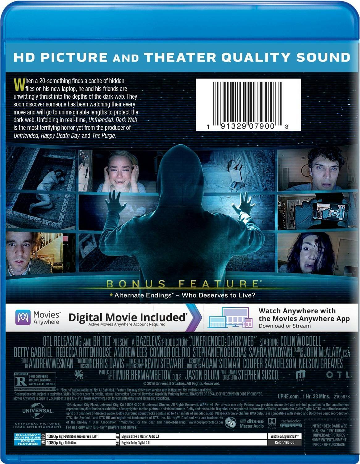 Back. Unfriended - Dark Web (Blu-ray + Digital HD) [Blu-ray].