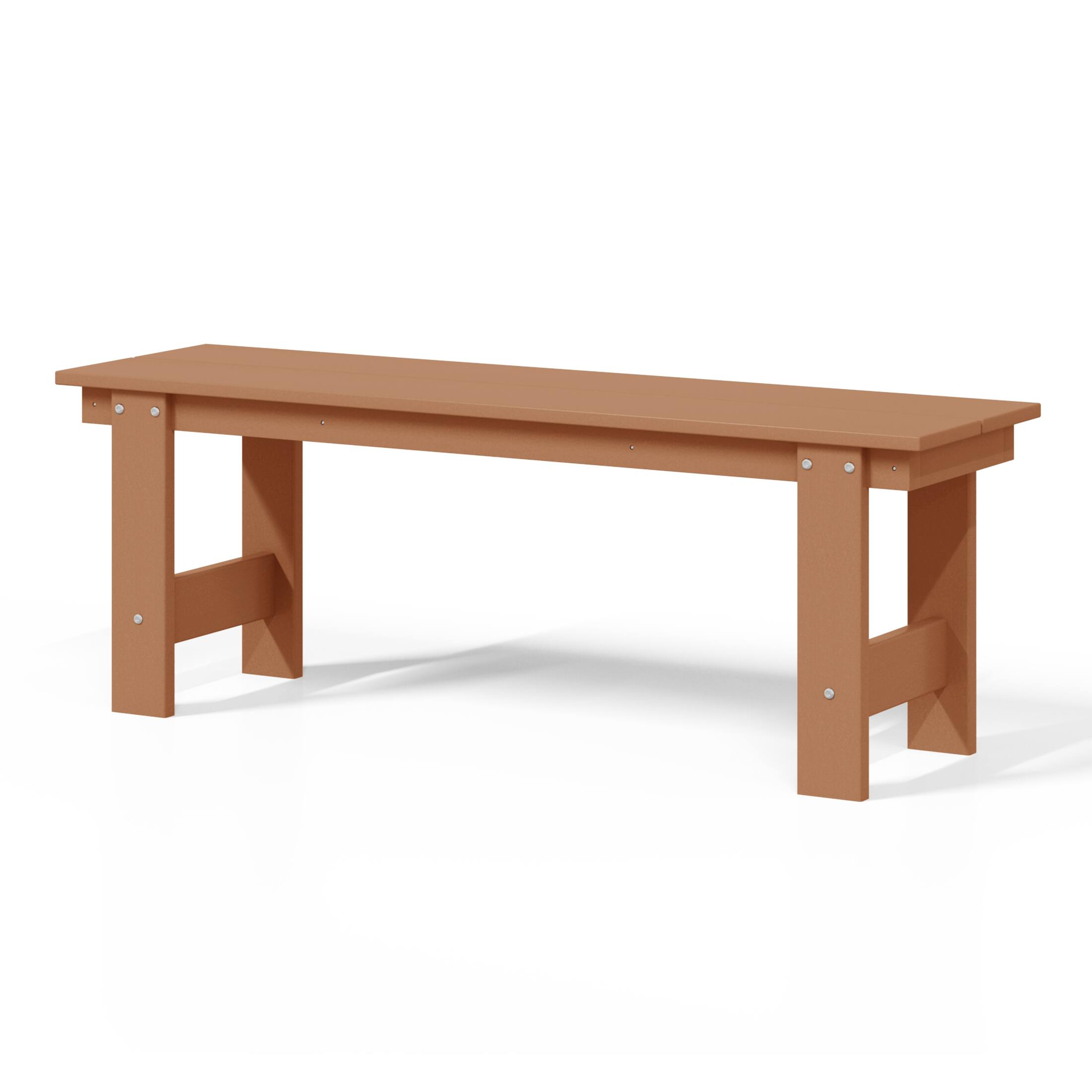 Back. WestinTrends - WestinTrends Ashore Outdoor HDPE 48" Modern Backless Patio Bench - Teak.