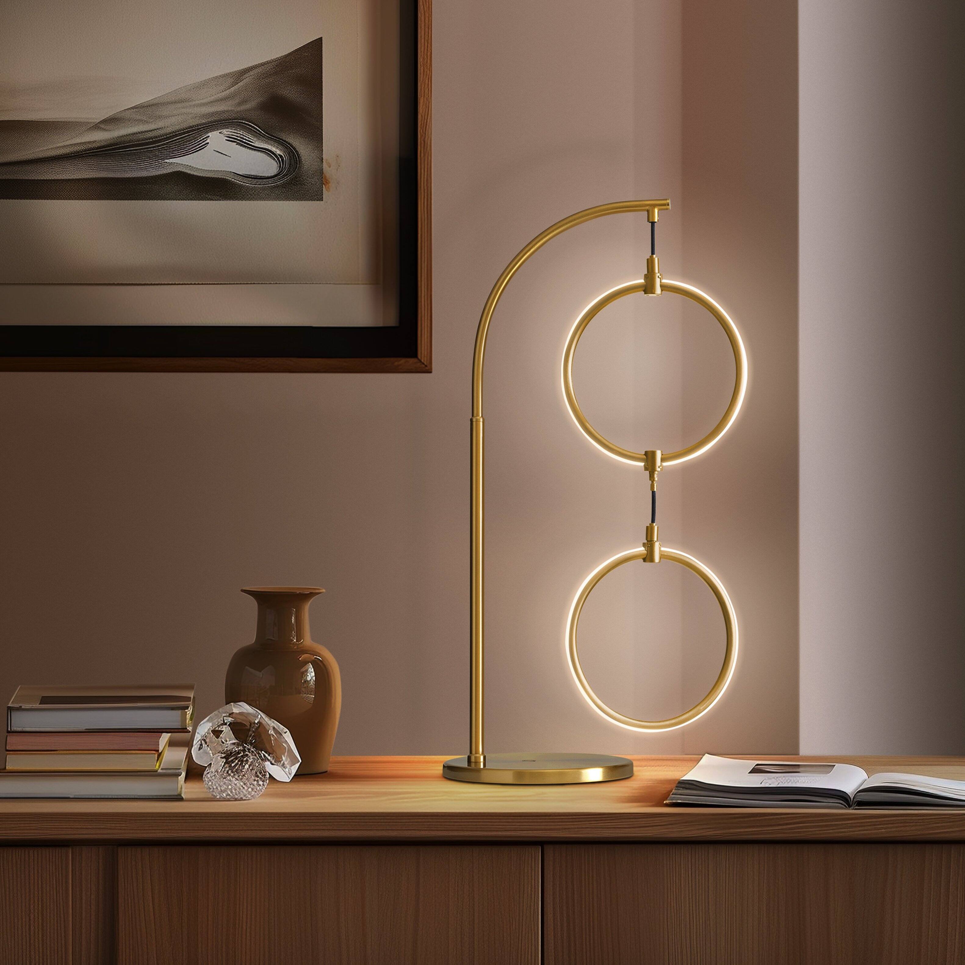 Alt View 9. Brightech - Nova LED Modern Industrial Arc Dimmable Bedside Nightstand Desk Lamp with Fast Charging USB Port - Antiqued Brass.