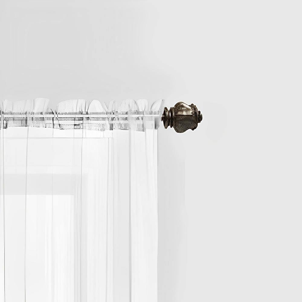 Left. RT Designers Collection - Elegant White Celine Sheer 55 x 90 in. Rod Pocket Curtain Panel by RT Designers Collection - White.