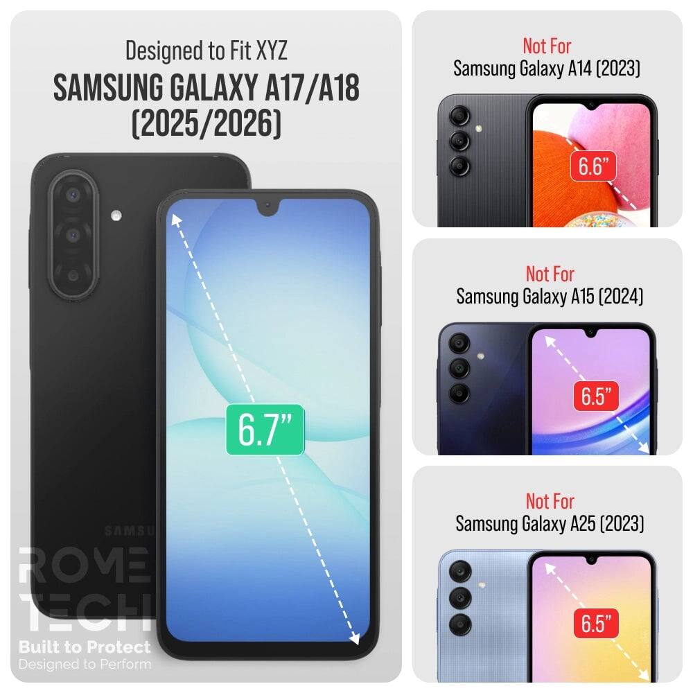 RomeTech Samsung Galaxy A17 / A18 Tempered Glass Screen Protector 3 Per ...