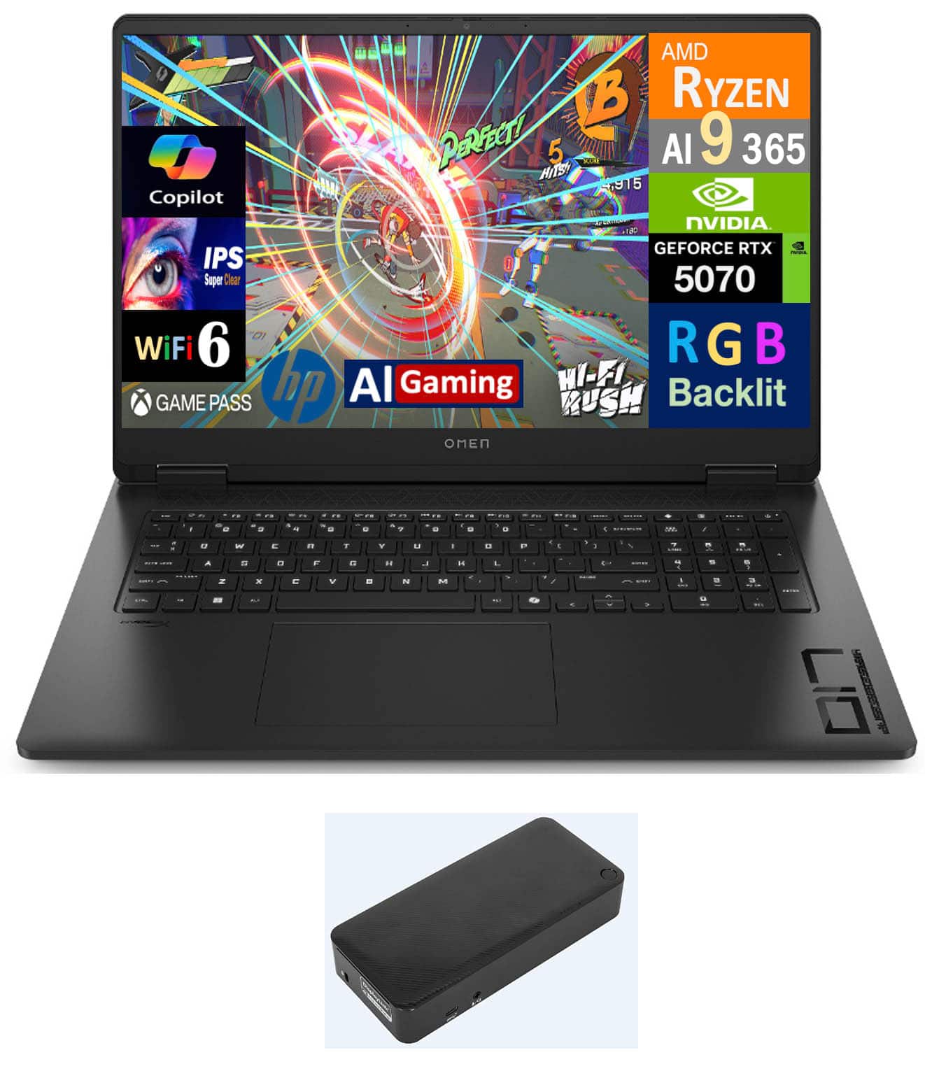 HP - OMEN Laptop 17.3 QHD (AMD Ryzen AI 9 365, 64GB DDR5, 2TB PCIe SSD, GeForce RTX 5070, Win 11 Pro)