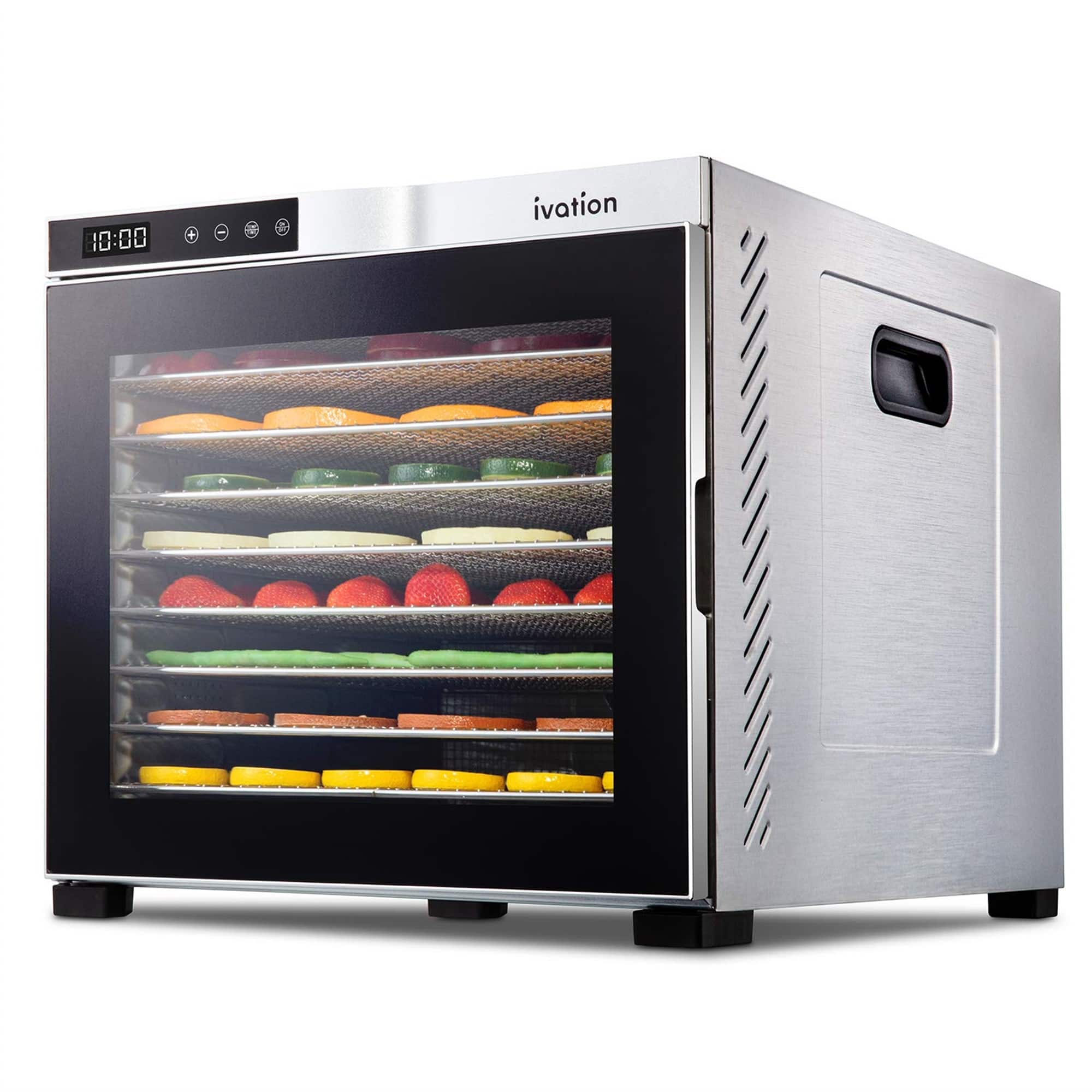Ivation - 10-Tray, 1000W Food Dehydrator with Digital Timer and Temperature Control - Stainless Steel - Grey