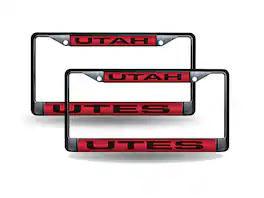 Rico Industries - Utah Utes Black Metal Laser License Plate Frame - Set of 2 Frames - Multi