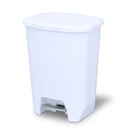 Front. Glad - Glad Kitchen Trash Can with Lid, Foot Pedal and Garbage Bag Rings, 20 Gal, White - WHITE.