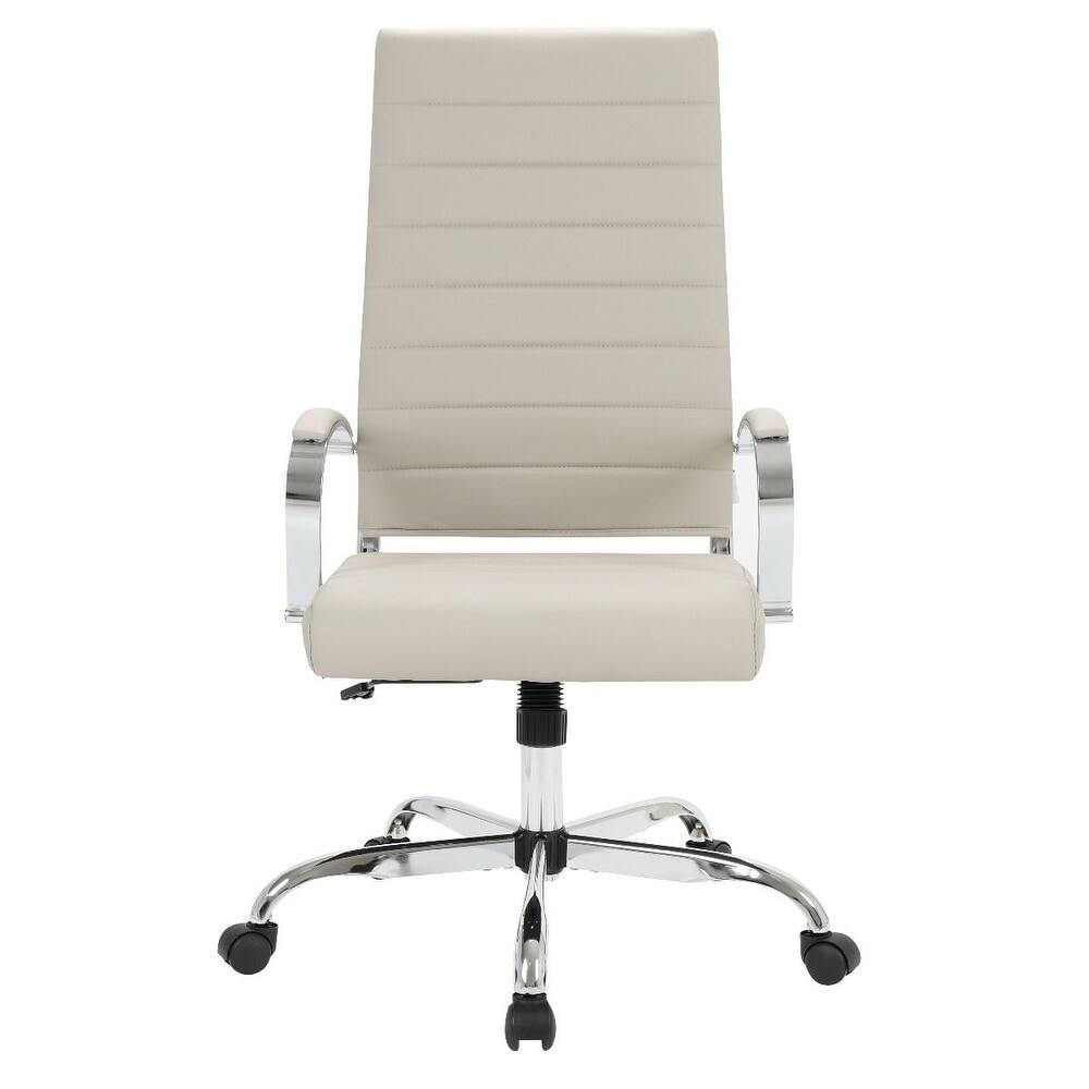 Alt View 2. LeisureMod - Set of 4 Benmar Modern High Back Swivel Executive Office Chair with Adjustable Height and Chrome Finish Frame - Tan.