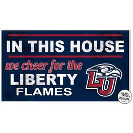 Jardine - Liberty Flames 11'' x 20'' Indoor/Outdoor In This House Sign - Navy