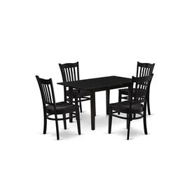 East West Furniture - Dining Table- Dining Chairs - Brown