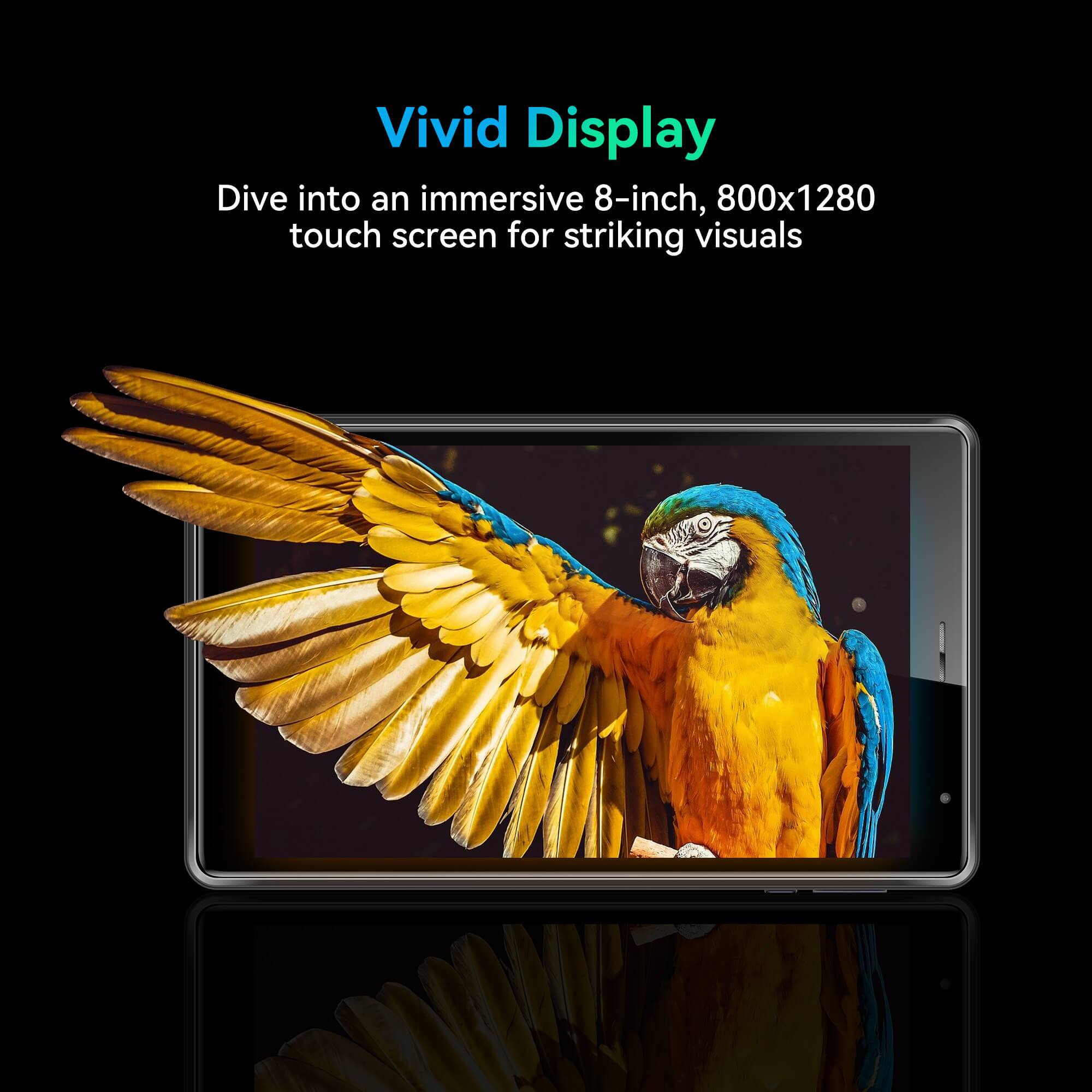 Vivid Display
Dive into an immersive 8-inch, 800x1280 touch screen for striking visuals