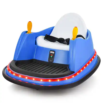 Front. HONGGE - Electric Ride On Bumper Car with Remote for Toddlers - Blue.