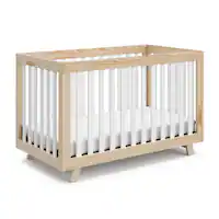 Storkcraft - Beckett 3-in-1 Convertible Crib - Natural/White - Front_Zoom