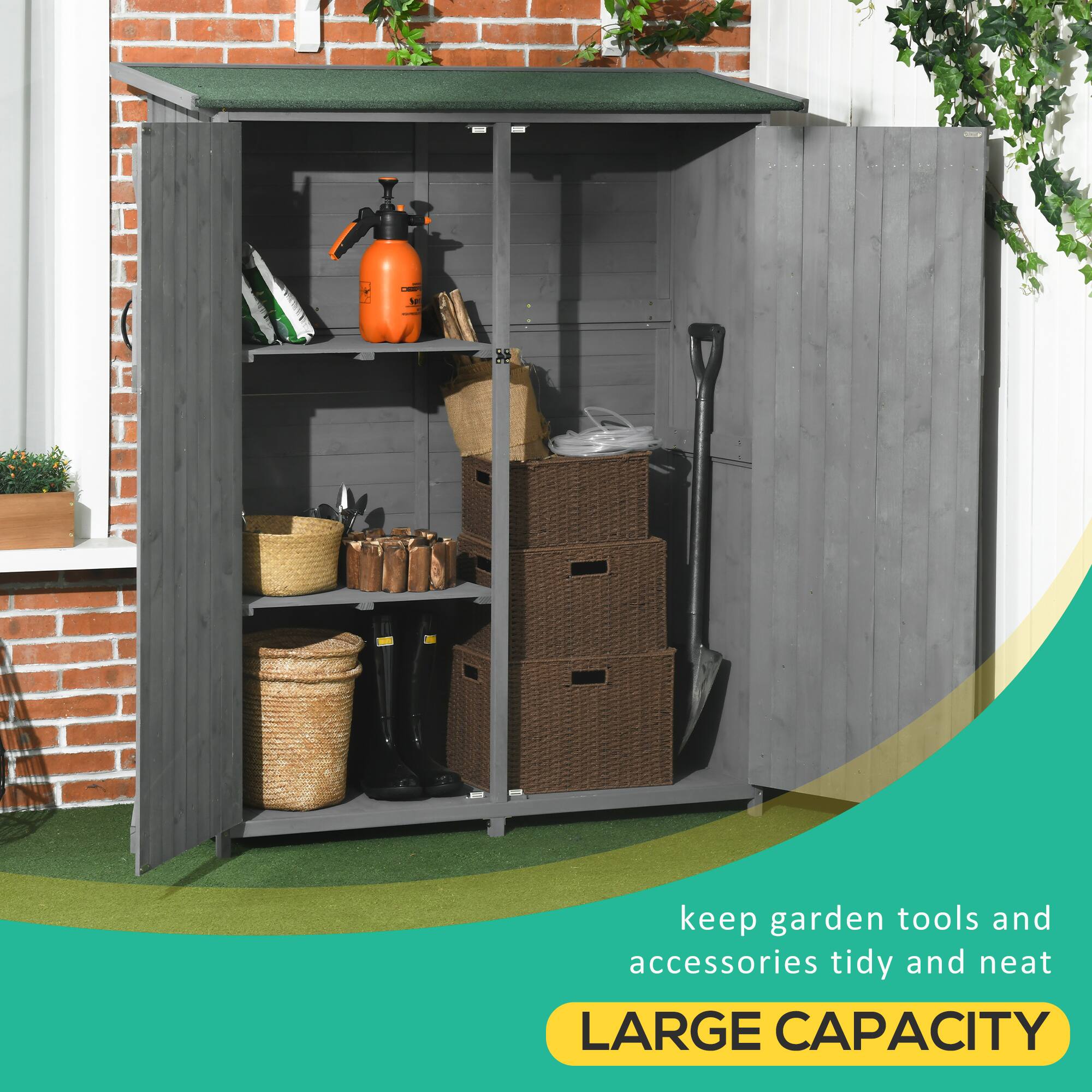 keep garden tools and accessories tidy and neat
LARGE CAPACITY