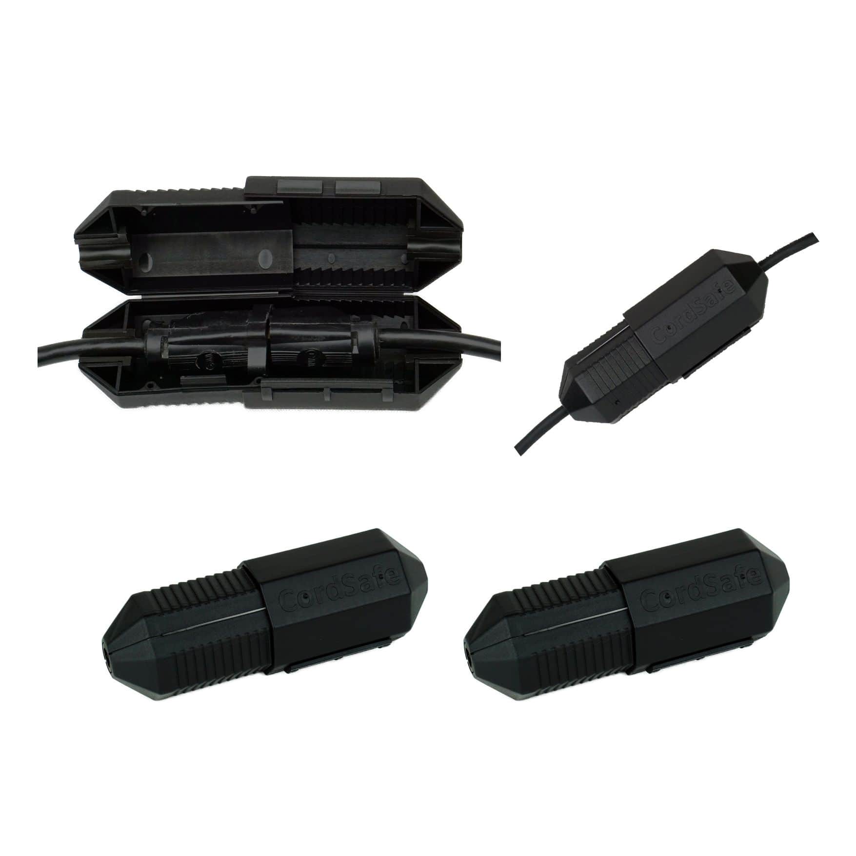 CordSafe - Plus Extension Cord Safety Cover, Water Resistant Plug Protector, Made in the USA, 2-Pack - Black