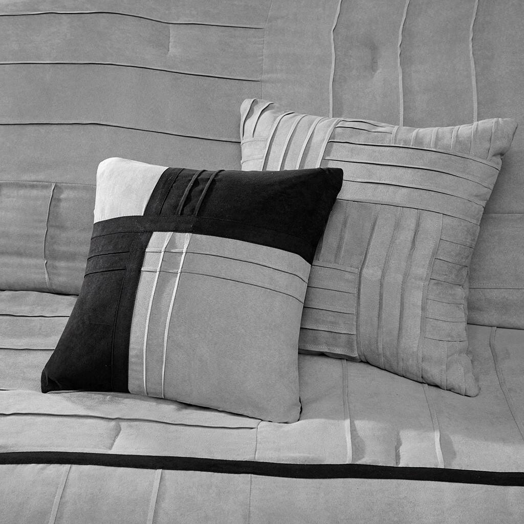 Alt View 1. Gracie Mills - Gracie Mills Beatriz 7-Piece Microsuede Comforter Set - Grey.