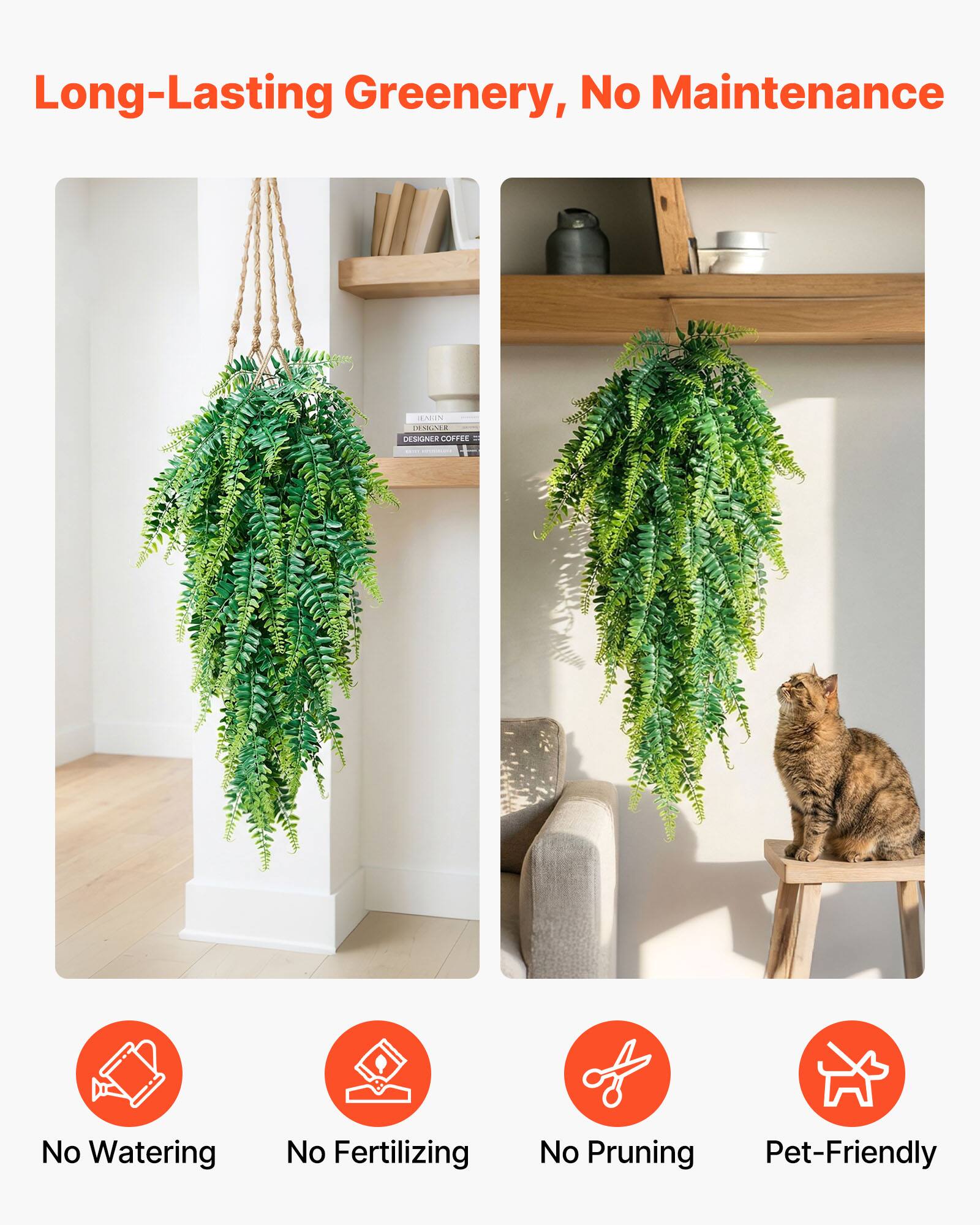 Long-Lasting Greenery, No Maintenance

- No Watering
- No Fertilizing
- No Pruning
- Pet-Friendly