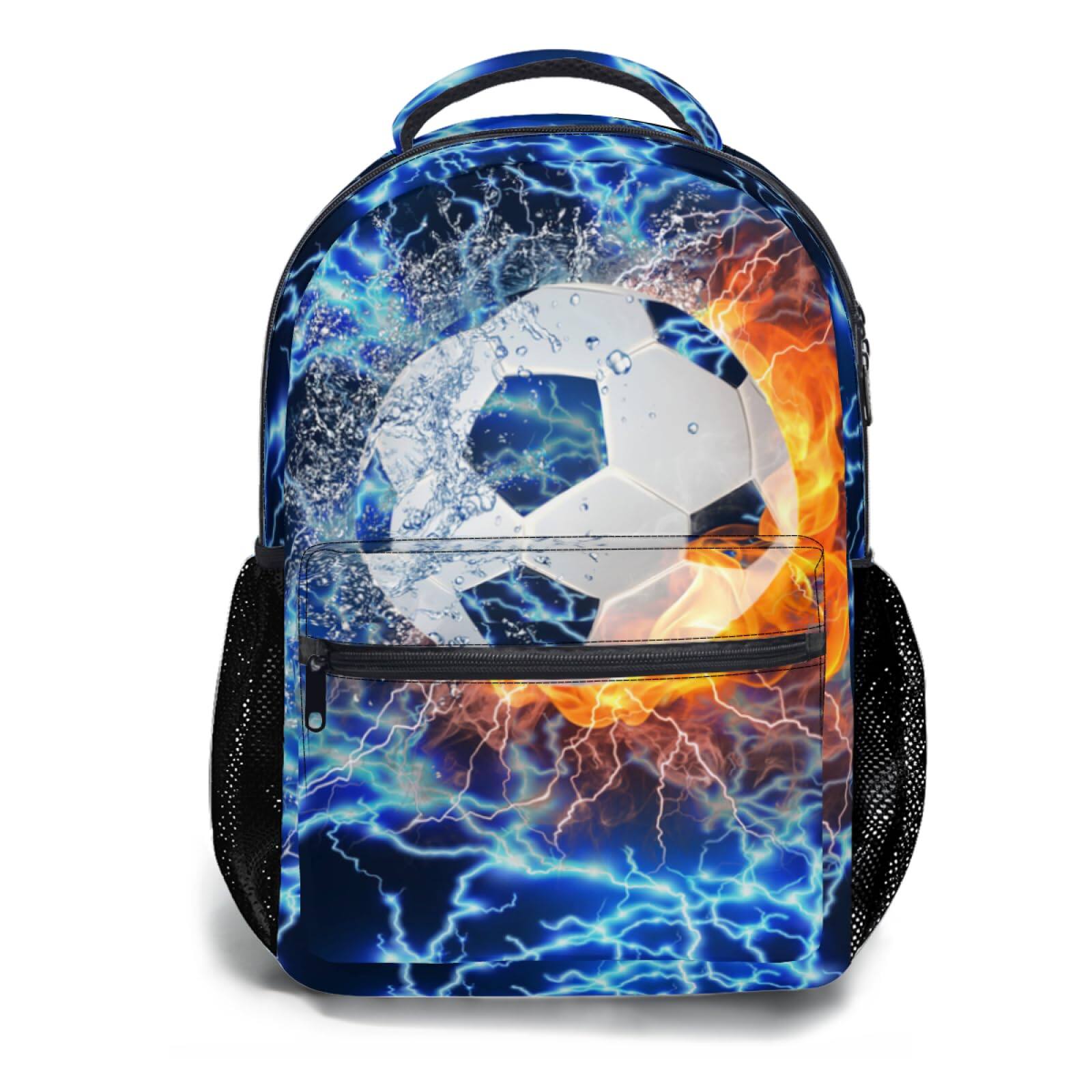 Front. Cozy Serene - Teal Backpack For Cool Lightning Durable Casual Basic Bookbag Green Lightweight School Bag Teens Students Travel Daypack - Soccer.