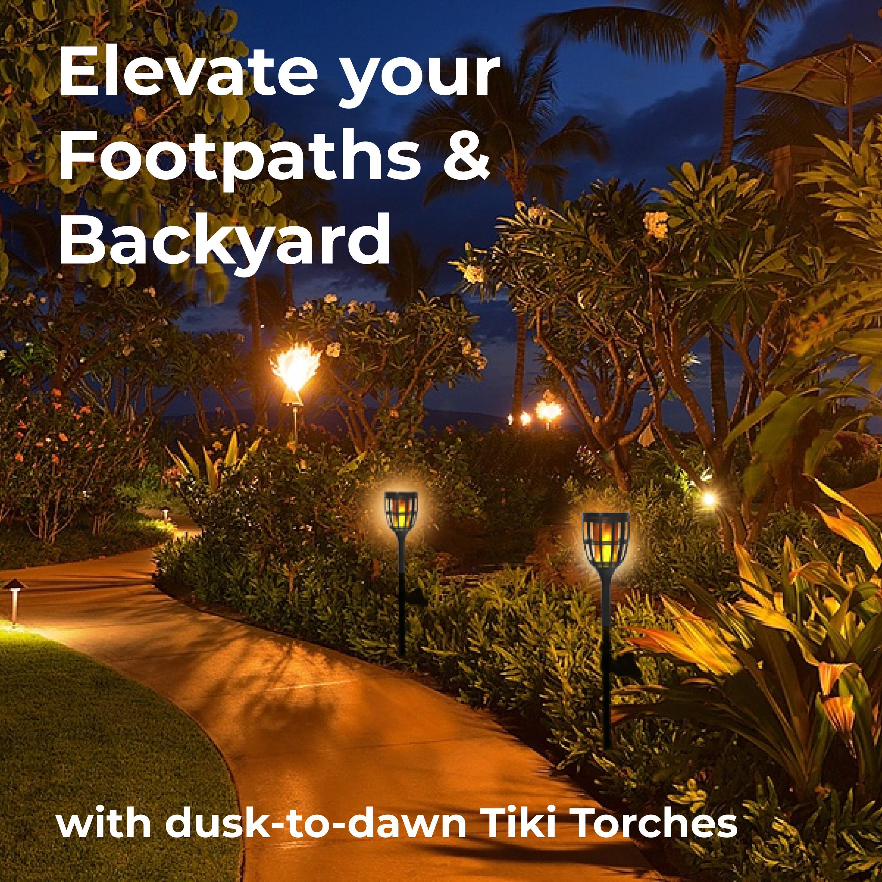 Elevate your Footpaths & Backyard with dusk-to-dawn Tiki Torches