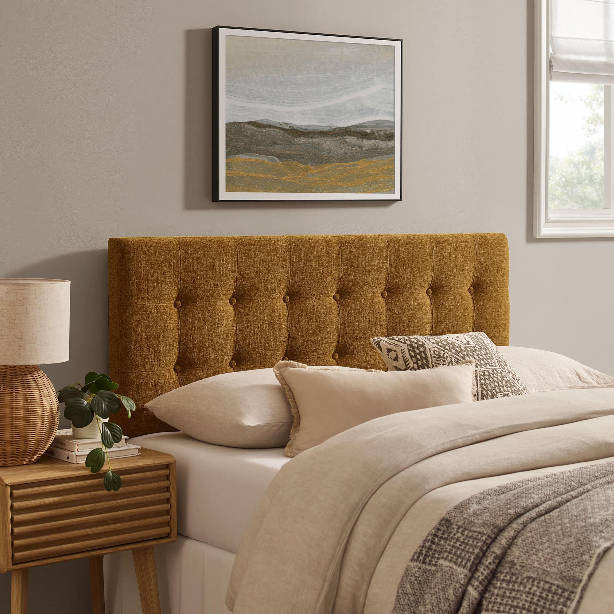 Emily Upholstered Fabric Headboard by Modway - Copper price history on PriceWatchPro