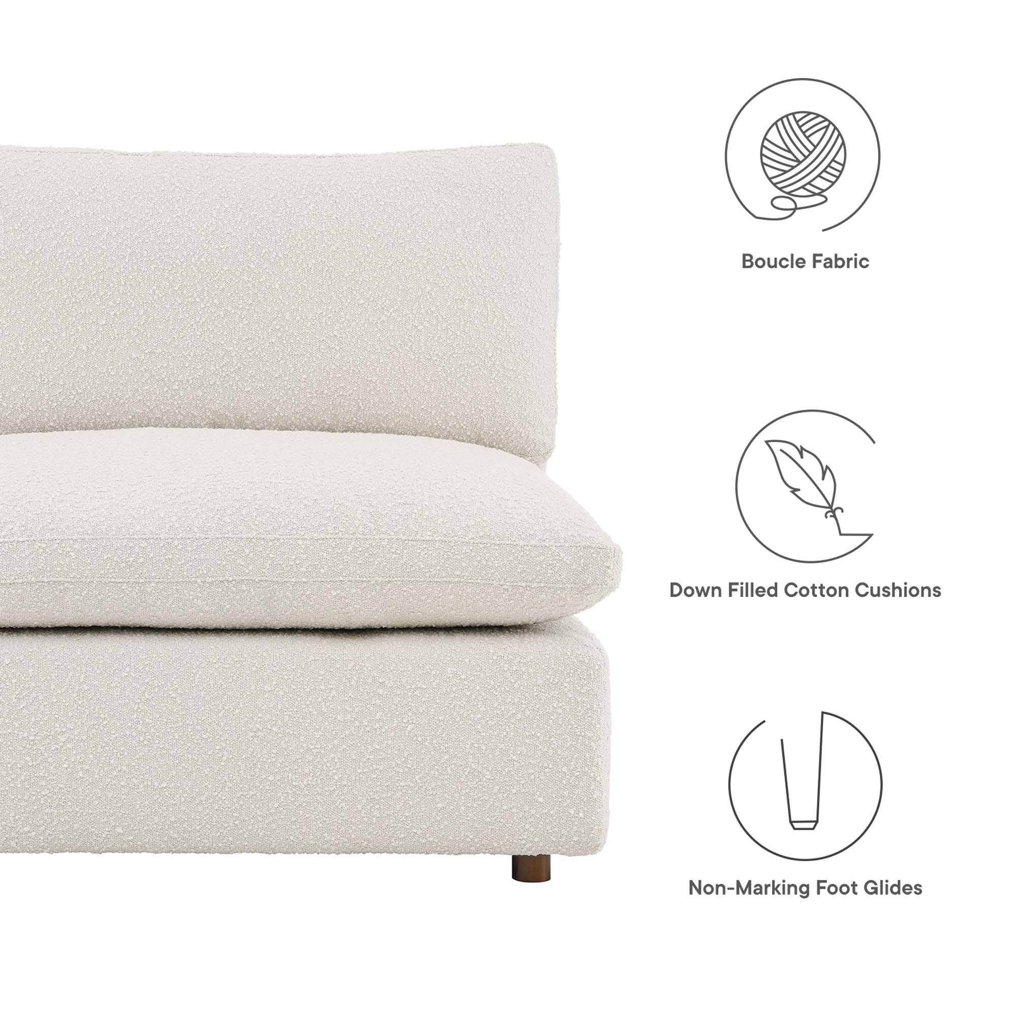 Boucle Fabric Down Filled Cotton Cushions Non-Marking Foot Glides