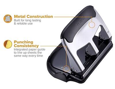 Metal Construction  
Built for long-lasting & reliable use  

Punching Consistency  
Integrated paper guide to line up sheets the same way every time