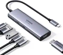 UGREEN - USB C 3.2 Hub, 6-in-1 Multiport USB Adapter with 4K 60Hz HDMI, 4×10Gbps USB A&C, 100W PD, for Laptop, MacBook, iPad Pro - Space Gray
