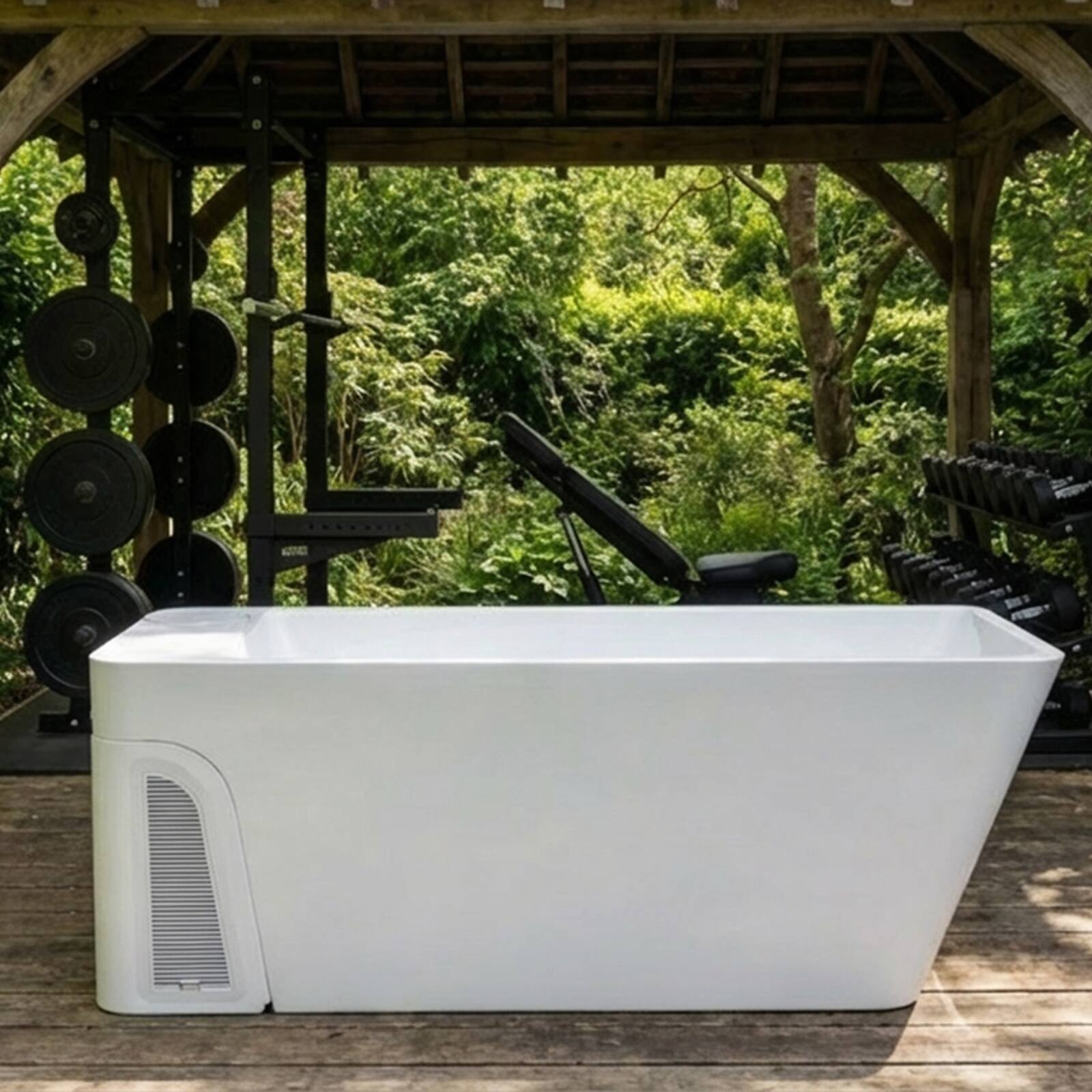 Alt View 4. Empava - All-in-one 77 in. x 31.5 in. Cold Plunge Bathtub 2 Jets Ice Bath Tub W/ Insulation Lid - Chiller - Heater in White - White.