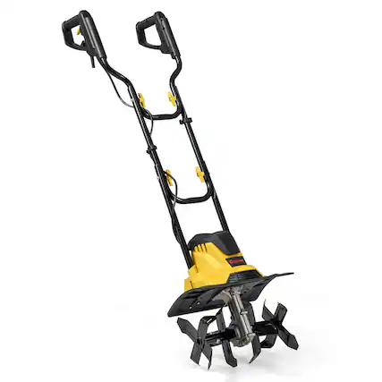 Front. Costway - Costway Corded Electric Tiller Cultivator, 10 Amp Powerful Foldable Garden Rototiller - Yellow.