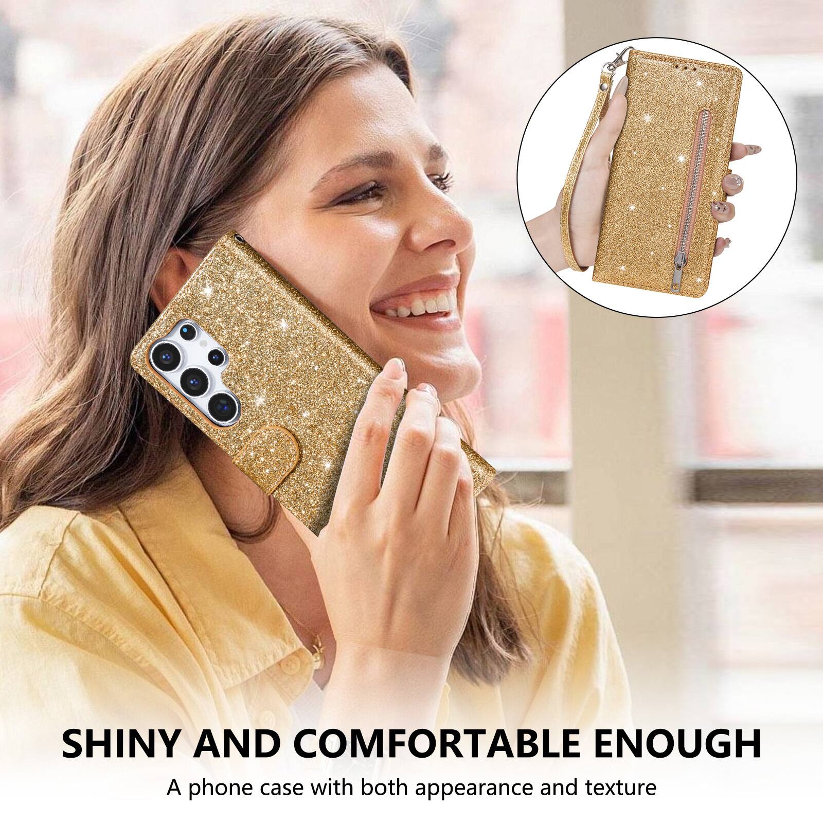SHINY AND COMFORTABLE ENOUGH  
A phone case with both appearance and texture